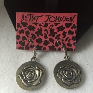 Betsy Johnson Rose Disc Earrings